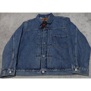 Levi's Type 1 Trucker Jacket Men's Large Blue Denim Button Buckle Back MSRP $98
